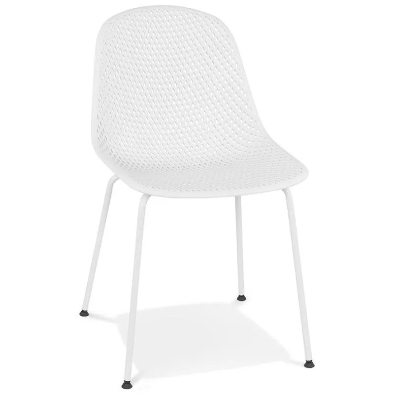 Chaise design en métal Intérieur-Extérieur pieds métal blanc FOX (blanc)