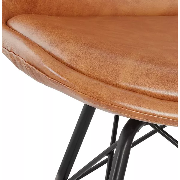 Chaise style industriel en polyuréthane et pieds noirs FANTAZA (marron)