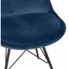 Chaise design en tissu velours pieds métal noirs IZZA (bleu)