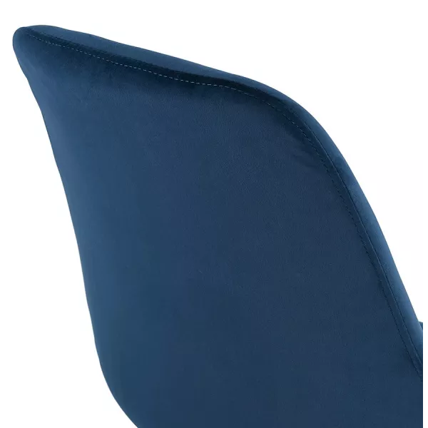 Chaise design en tissu velours pieds métal noirs IZZA (bleu)