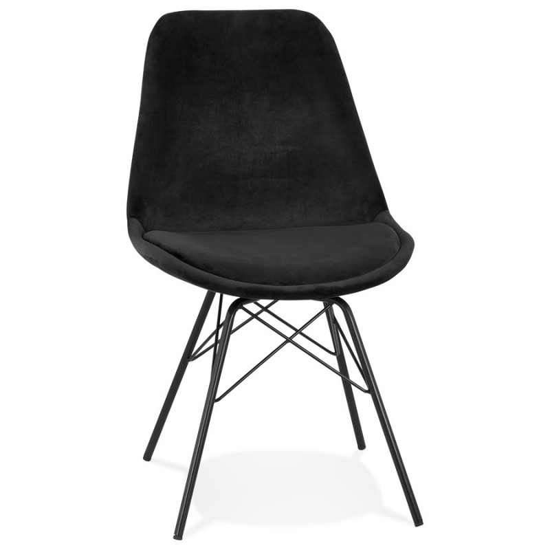 Chaise design en tissu velours pieds métal noirs IZZA (noir)