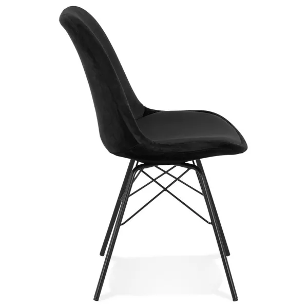 Chaise design en tissu velours pieds métal noirs IZZA (noir)