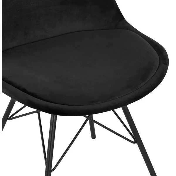 Chaise design en tissu velours pieds métal noirs IZZA (noir)