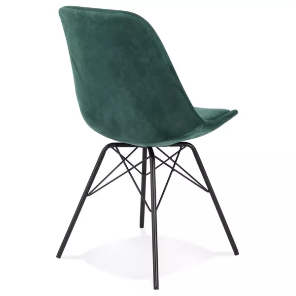 Chaise design en tissu velours pieds métal noirs IZZA (vert)