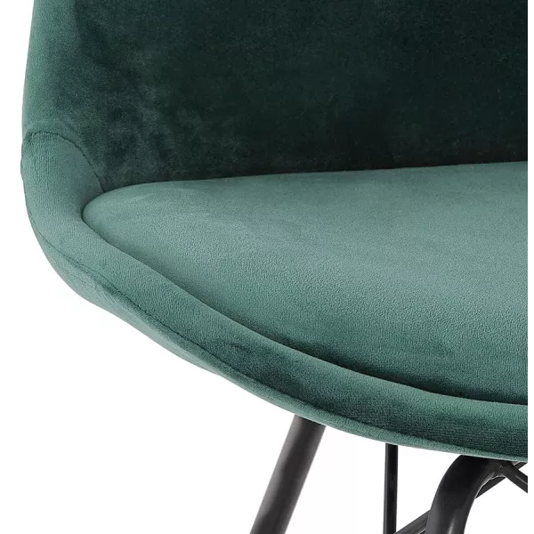 Chaise design en tissu velours pieds métal noirs IZZA (vert)