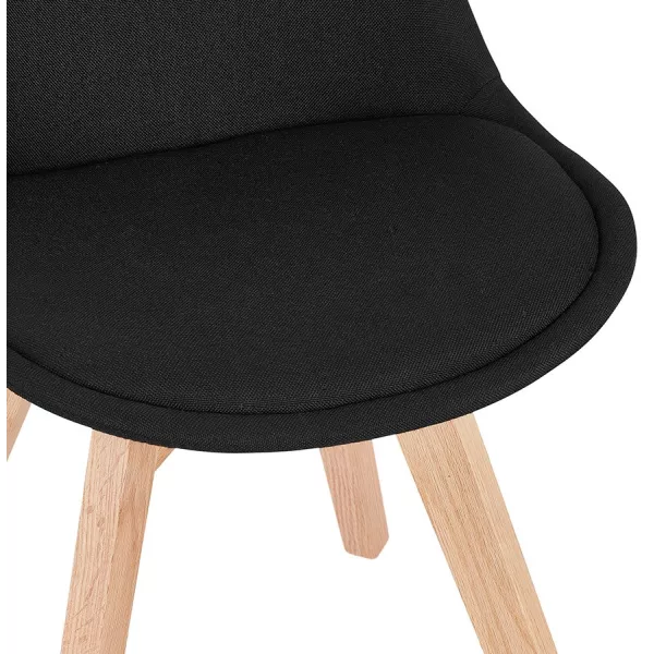 Chaise design en tissu pieds bois naturel NAYA (noir)