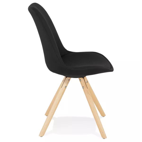 Chaise design scandinave ASHLEY en tissu pieds couleur naturelle (noir)