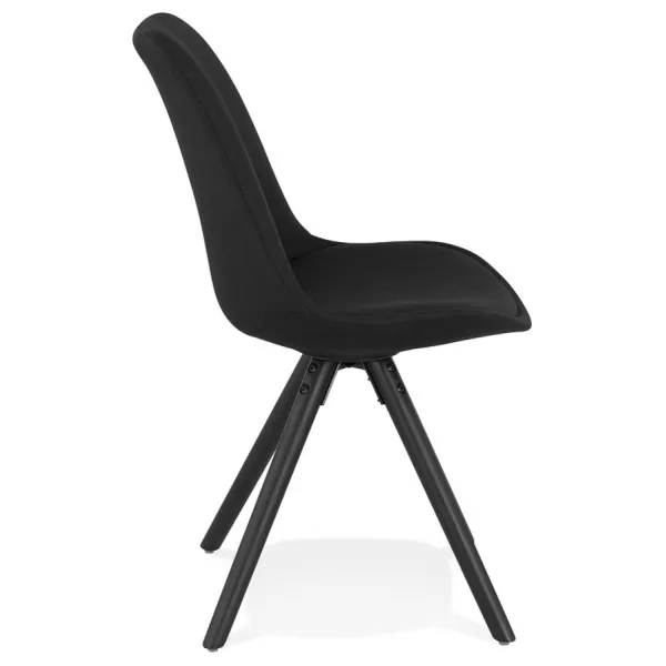 Chaise design scandinave ASHLEY en tissu pieds couleur noir (noir)