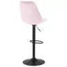 Tabouret de bar réglable rotatif et vintage et velours pied métal noir CARLO (Rose)