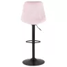 Tabouret de bar réglable rotatif et vintage et velours pied métal noir CARLO (Rose)