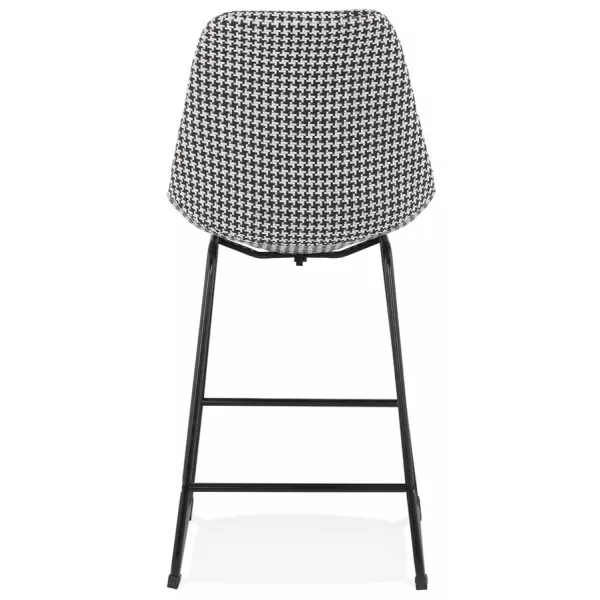 Tabouret snack mi-hauteur vintage en tissu pied métal noir MALIOU MINI (Pied de poule)