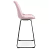 Tabouret de bar vintage en velours pied métal noir MALIOU (Rose)