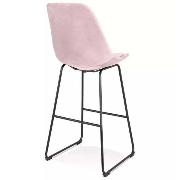 Tabouret de bar vintage en velours pied métal noir MALIOU (Rose)