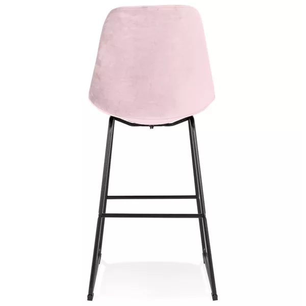 Tabouret de bar vintage en velours pied métal noir MALIOU (Rose)