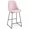 Tabouret snack mi-hauteur vintage en velours pied métal noir MALIOU MINI (Rose)