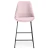 Tabouret snack mi-hauteur vintage en velours pied métal noir MALIOU MINI (Rose)