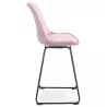 Tabouret snack mi-hauteur vintage en velours pied métal noir MALIOU MINI (Rose)