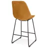 Tabouret snack mi-hauteur vintage en velours pied métal noir MALIOU MINI (Moutarde)