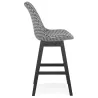 Tabouret de bar mi-hauteur design en tissu pieds bois noir CAMY MINI (Pied de poule)