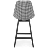 Tabouret de bar mi-hauteur design en tissu pieds bois noir CAMY MINI (Pied de poule)