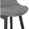 Tabouret de bar mi-hauteur design en tissu pieds bois noir CAMY MINI (Pied de poule)