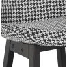 Tabouret de bar mi-hauteur design en tissu pieds bois noir CAMY MINI (Pied de poule)