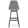 Tabouret de bar design en tissu pieds bois noir CAMY (Pied de poule)