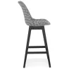 Tabouret de bar design en tissu pieds bois noir CAMY (Pied de poule)