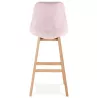 Tabouret de bar design en velours pieds bois naturel CAMY (Rose)