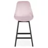 Tabouret de bar mi-hauteur design en velours pieds bois noir CAMY MINI (Rose)