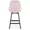 Tabouret de bar mi-hauteur design en velours pieds bois noir CAMY MINI (Rose)