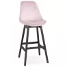 Tabouret de bar design en velours pieds bois noir CAMY (Rose)