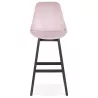 Tabouret de bar design en velours pieds bois noir CAMY (Rose)