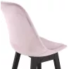 Tabouret de bar design en velours pieds bois noir CAMY (Rose)