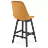 Tabouret de bar mi-hauteur design en velours pieds bois noir CAMY MINI (Moutarde)