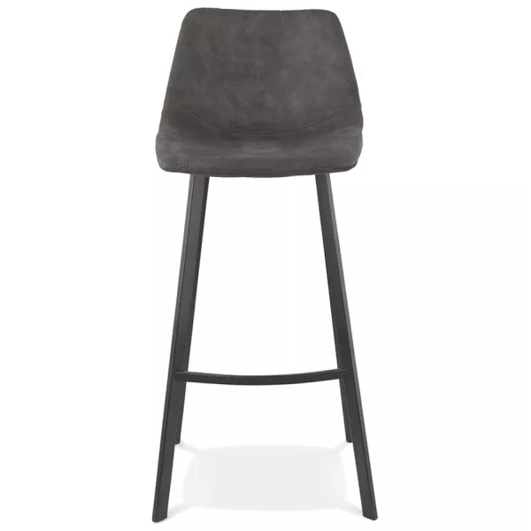 Tabouret de bar design en microfibre pieds métal noir PAULA (gris foncé)