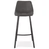 Tabouret de bar design en microfibre pieds métal noir PAULA (gris foncé)