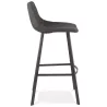 Tabouret de bar design en microfibre pieds métal noir PAULA (gris foncé)