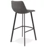 Tabouret de bar design en microfibre pieds métal noir PAULA (gris foncé)