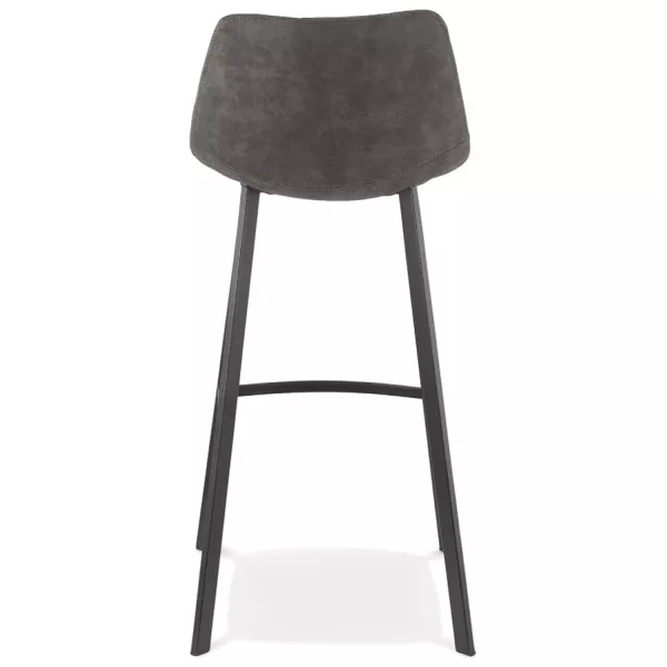 Tabouret de bar design en microfibre pieds métal noir PAULA (gris foncé)