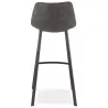 Tabouret de bar design en microfibre pieds métal noir PAULA (gris foncé)