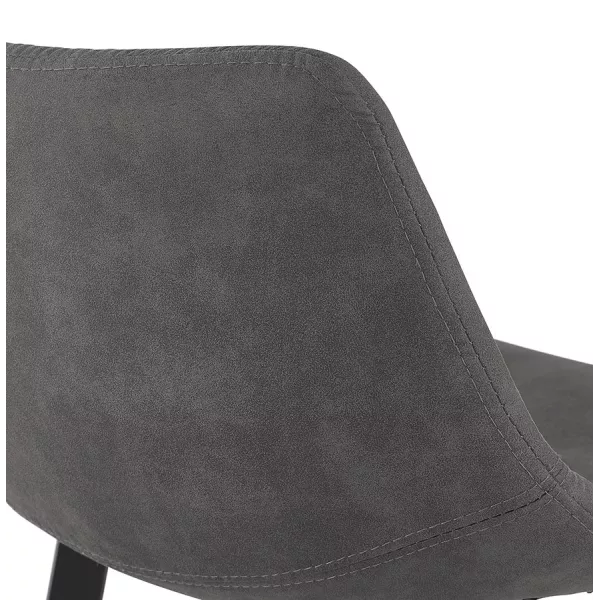 Tabouret de bar design en microfibre pieds métal noir PAULA (gris foncé)