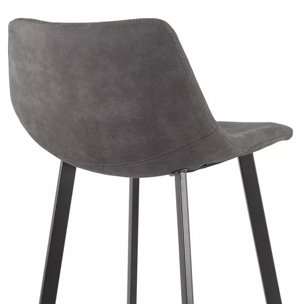 Tabouret de bar design en microfibre pieds métal noir PAULA (gris foncé)