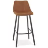 Tabouret de bar design en microfibre pieds métal noir PAULA (marron)