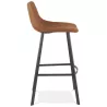 Tabouret de bar design en microfibre pieds métal noir PAULA (marron)