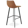 Tabouret de bar design en microfibre pieds métal noir PAULA (marron)