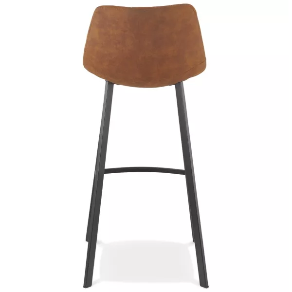 Tabouret de bar design en microfibre pieds métal noir PAULA (marron)