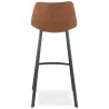 Tabouret de bar design en microfibre pieds métal noir PAULA (marron)