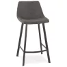 Tabouret snack mi-hauteur design en microfibre pieds métal noir PAULA MINI (gris foncé)