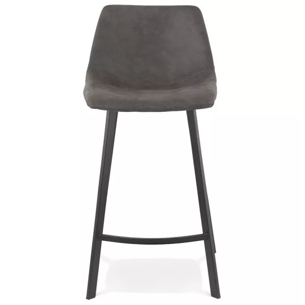 Tabouret snack mi-hauteur design en microfibre pieds métal noir PAULA MINI (gris foncé)